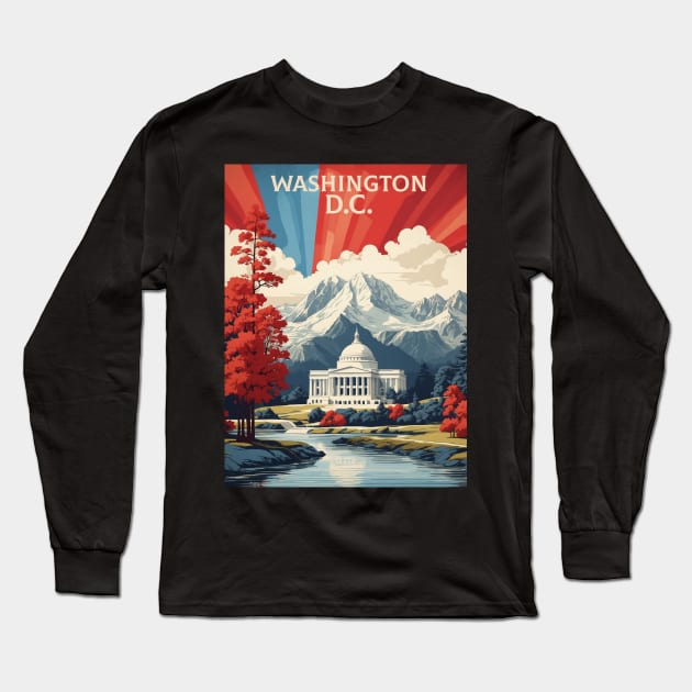 Washington DC United States of America Tourism Vintage Poster Long Sleeve T-Shirt by TravelersGems